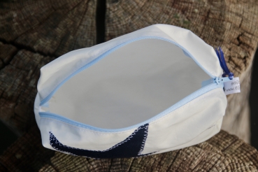 Segeltuch Kosmetiktasche eckig mit dunkelblauem Stern